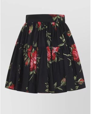 Dolce & Gabbana High Waist Floral Tiered Mini Skirt - Black