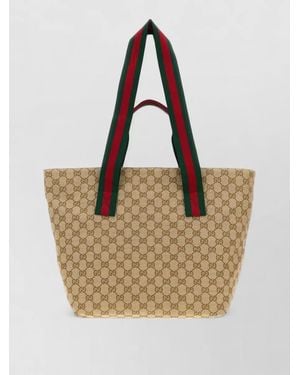 Gucci Gg Fabric Small Tote Shopping Bag - Natural