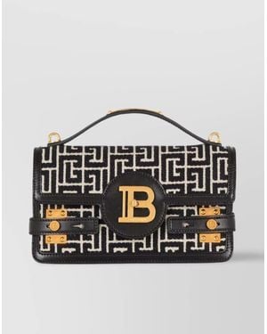Balmain B-Buzz 24 Shoulder Bag Jacquard Canvas - Multicolor