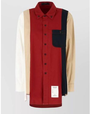 The Seafarer Cotton Shirt Colour Block Design - Red