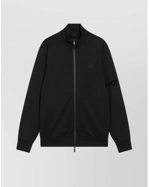 Moncler Cotton Zip Hoodie High Collar - Black