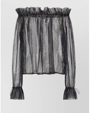 Saint Laurent Silk Lurex Blouse - Black