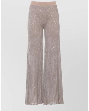 D.exterior Straight Trousers Lurex Sequins Pleated Wide Leg - Grey