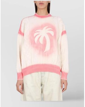 Palm Angels Palm Tree Print Jumper - Pink