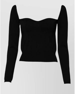 Dolce & Gabbana Sweetheart Neckline Long Sleeve Knit Jumper - Black