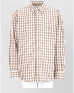 sunflower Checked Shirt Button Down Collar Cuffs - Natural