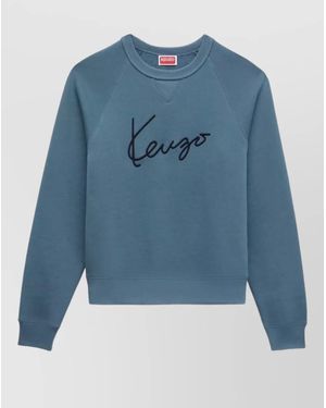 KENZO Nylon And Silk Crew Neck Sweatshirt - Blue