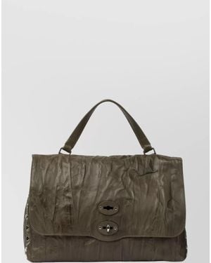 Zanellato Leather Pleated Crossbody Bag - Brown