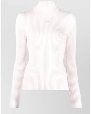 Courreges Ribbed Mockneck Knitted Top - White