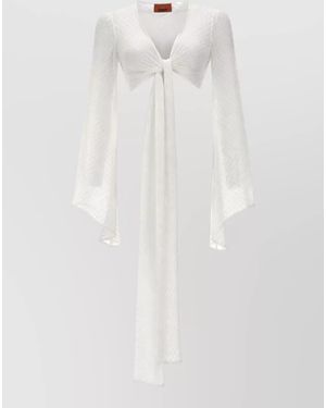 Missoni Flowing Sleeve Jacket Sheer Textured Pattern - White