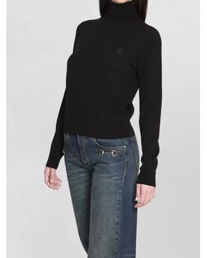 Gucci Wool Fine-Knit Slim-Fit Cropped Turtleneck Jumper - Black