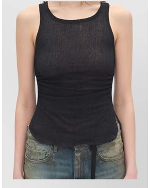 Ann Demeulemeester Cropped Tank Top Ribbed Texture - Black