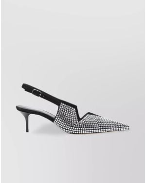 Coperni Leather Crystal-Embellished Cutout Court Shoes - Metallic