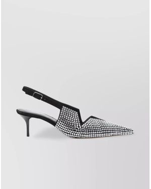 Coperni Leather Crystal-Embellished Cutout Court Shoes - Metallic
