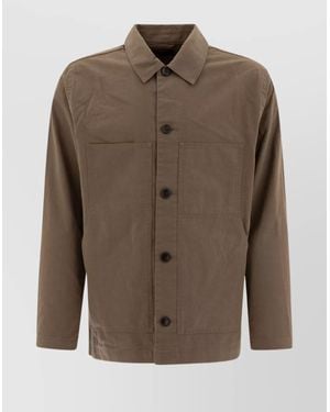 Vince Cotton And Linen Utility Jacket - Brown