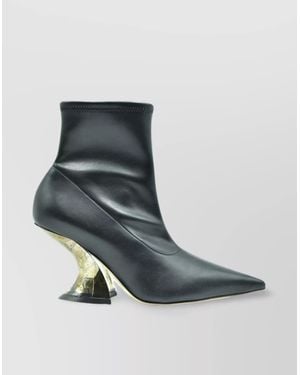 Casadei Pointed Toe Sculptural Heel Ankle Boots - Green