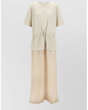 Haikure Joopy Crew Neck Drawstring Waist Maxi Dress - Natural