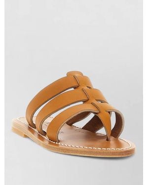 K. Jacques Dolon Sandals Contrast Stitching Flat Sole - Brown