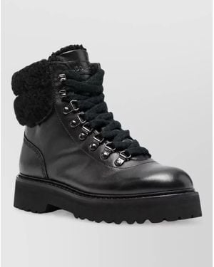 Woolrich Leather Hiking Lace-Up Boots - Black