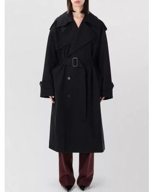 Frankie Shop Dursey Wool Trench Coat Relaxed Fit - Black