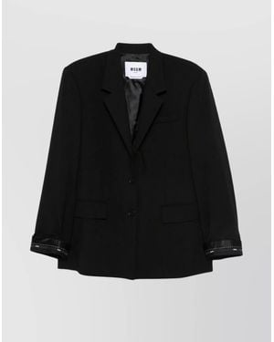 MSGM Tailored Blazer With Cuff And Pocket Features - Black