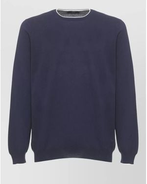 Fay Crew Neck Long Sleeve Cotton Sweater - Blue
