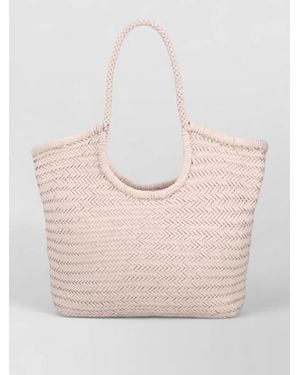 Dragon Diffusion Tote Bag Braided Handles Woven Design - Natural