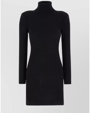 Tom Ford Cashmere Ribbed Turtleneck Cutout Mini Dress - Black