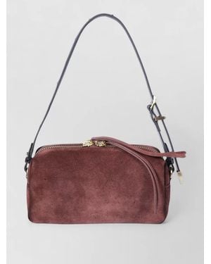 Pinko Mini Suede Clutch Bag Adjustable Strap - Purple