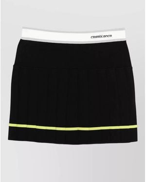 CASABLANCA Short Skirt Pleated Design Ribbed Waistband Trim - Black
