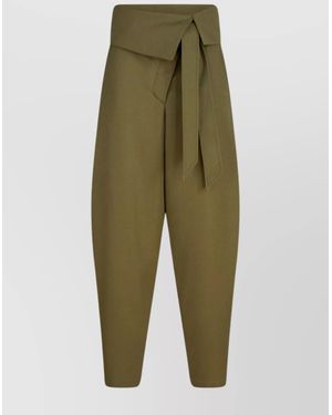 The Attico Wool Wide-Leg Trousers - Green