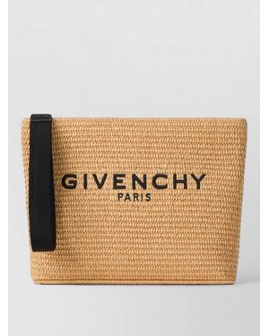 Givenchy Logo Clutch Pouch Bag Wrist Strap - Natural