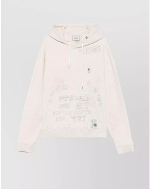 Maison Mihara Yasuhiro Embroidered Drawstring Cotton Hoodie - Natural
