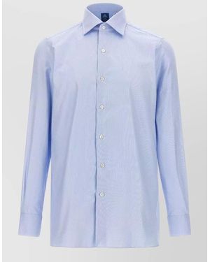 Finamore 1925 Cotton Long-Sleeve Shirt - Blue