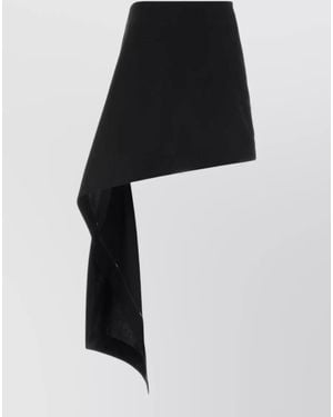 Loewe Wool Mini Skirt Asymmetric High Waist Draped - Black