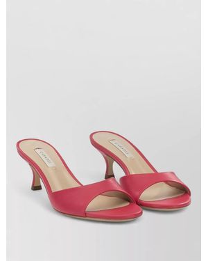 Casadei Kitten Heel Leather Open Toe Mules - Pink