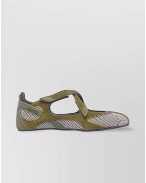The Attico Mesh Panel Nomad Ballerina Flats - Green