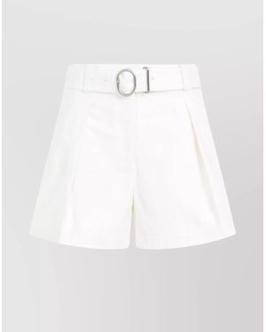 Jil Sander Cotton High-Rise Flared Tailored Shorts - White