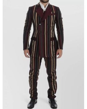 Dolce & Gabbana Wool Slim-Fit Striped Three-Piece Suit - Black