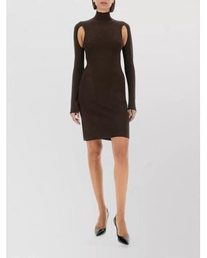 Helmut Lang Knit Turtleneck Dress Cut Out Shoulders - Black
