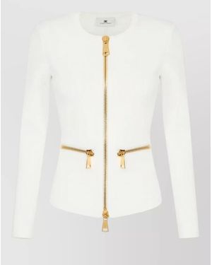 Elisabetta Franchi Slim-Fit Milano-Stitch Cardigan - White