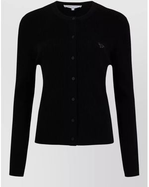 Maison Kitsuné Ribbed Crewneck Cardigan - Black