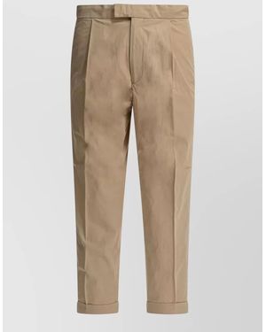 Beams Plus Travel Trousers Pleated Front Cuffed Hem - Natural