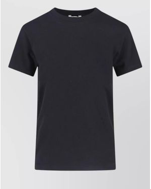 AURALEE Crew Neck Plain Short Sleeve Top - Black