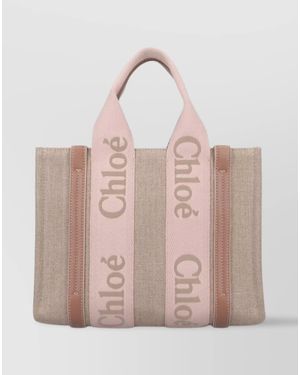 Chloé Carryall Tote With Dual Handles And Shoulder Strap - Pink