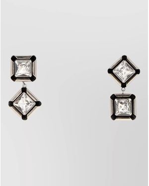 Givenchy Metal Double Drop Crystal Square Earrings - Metallic