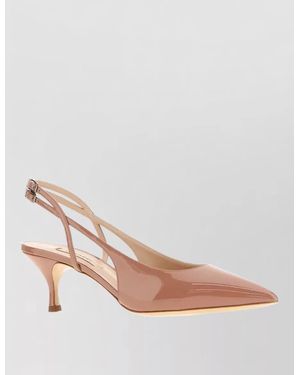 Casadei Leather Giulia Mules Kitten Heel Slingback - Pink