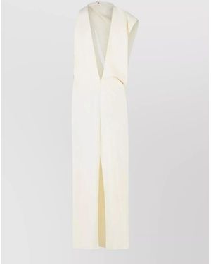 Sportmax Asymmetric Draped Sleeveless Midi Dress - White