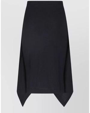 Lemaire Wool Blend Ribbed Asymmetric Draped Midi Skirt - Blue