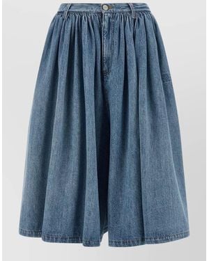 MM6 by Maison Margiela Denim Pleated Bermuda Shorts - Blue